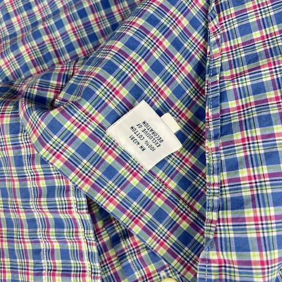 Ralph Lauren Button Down Shirt Mens Large L Blue Pink Tartan Plaid Long Sleeve - Picture 6 of 9